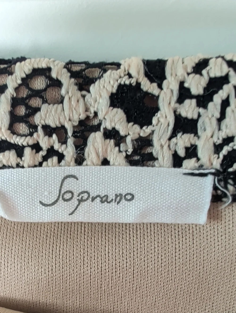 Soprano Black and Cream Lace Stripe Pencil Skirt - Picture 3 of 6
